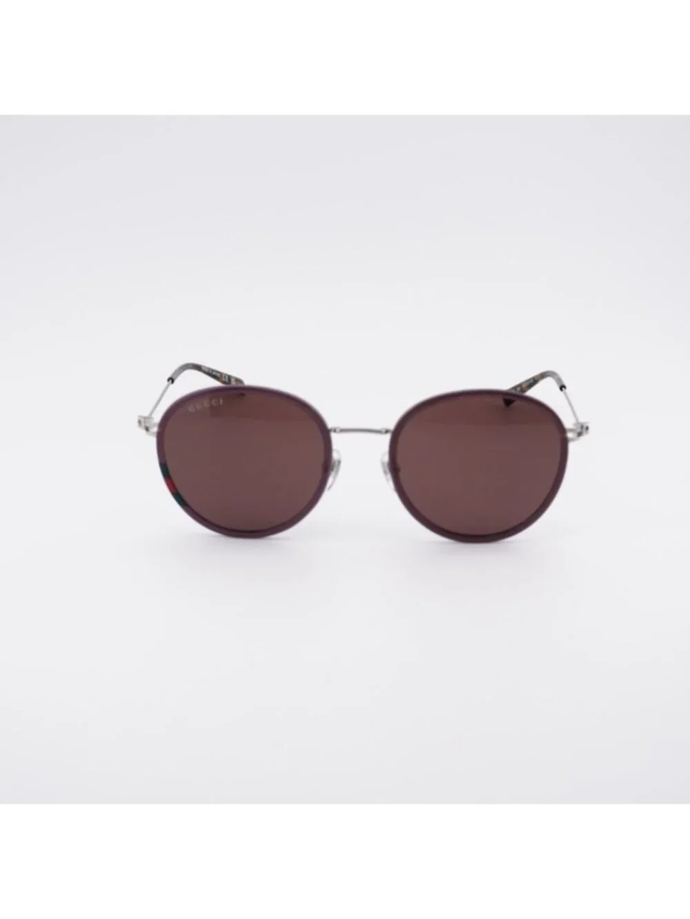 Gucci GG1849S 004 Sunglasses Brown/Silver Round Frame, Brown Lenses